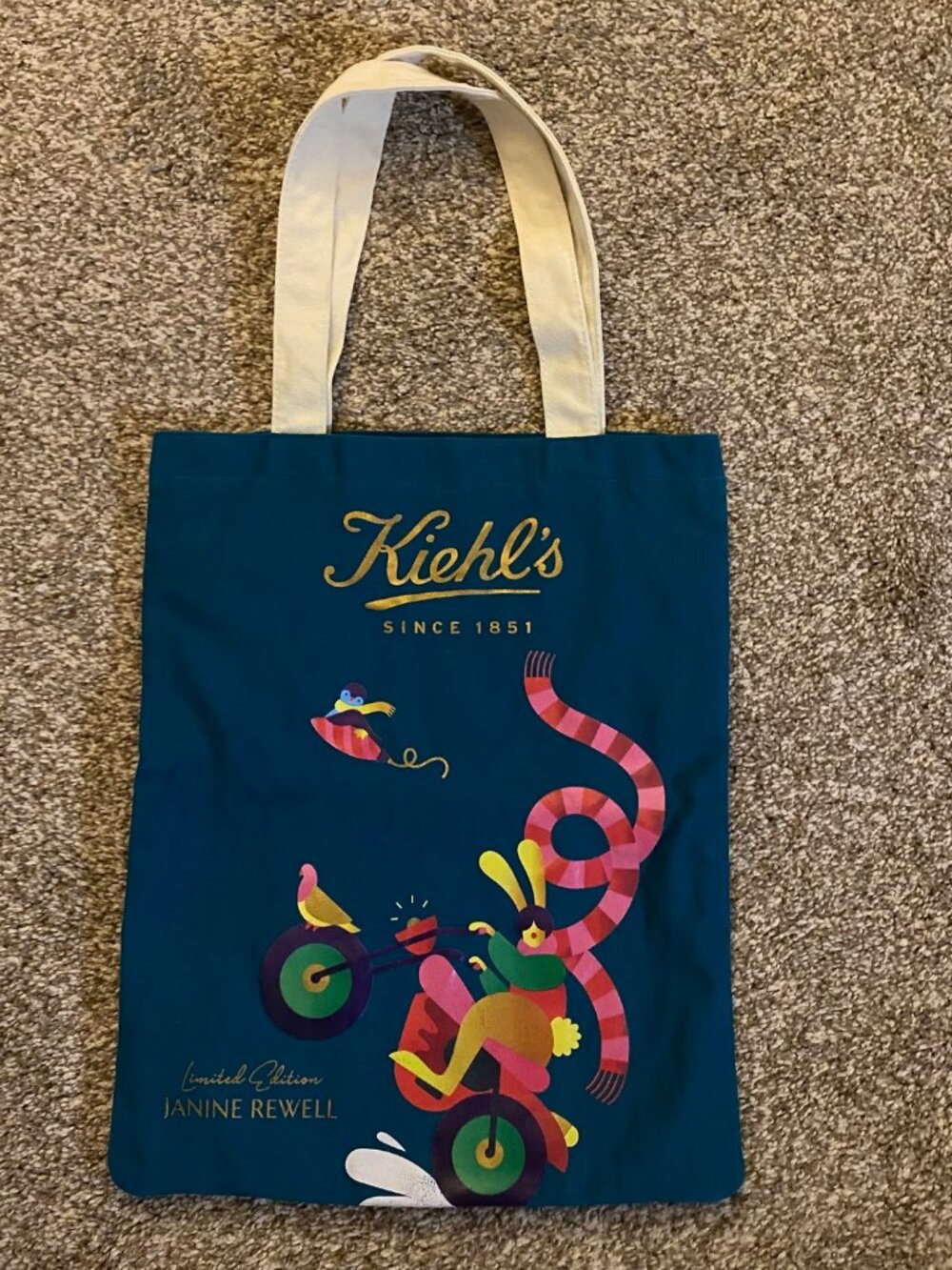 Kiehl's Janine Rewell Canvas Cosmetic Makeup Tote Bag - Linited Edition